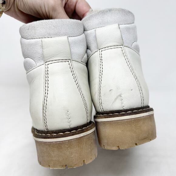 [Bos & Co.] White Howe Waterproof Ankle High Lug Sole Leather Boots Size 40 US 9 - Picture 8 of 12